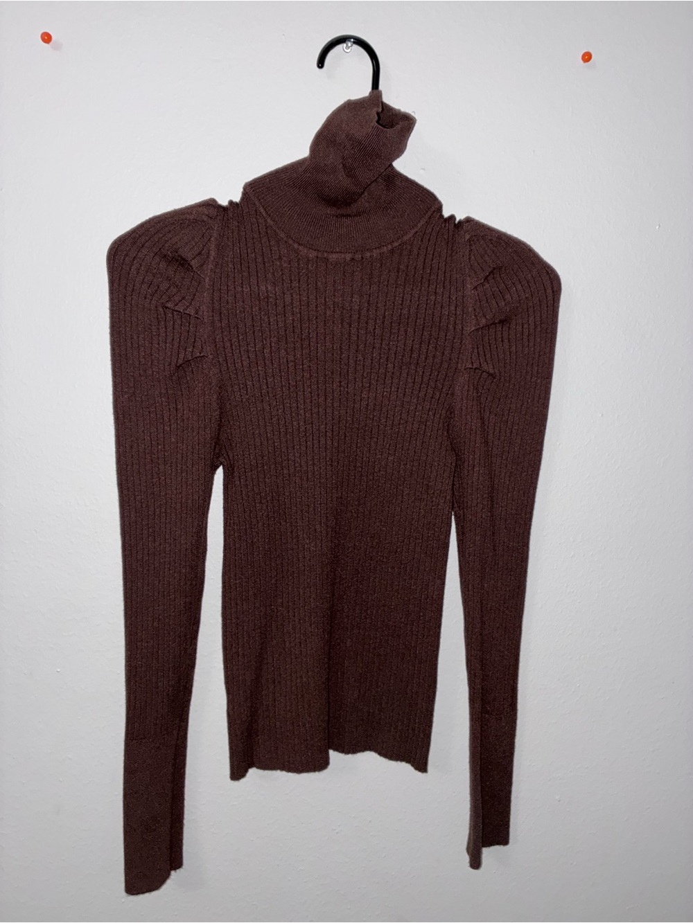 Women’s Brown Turtleneck Ribbed Sweater
